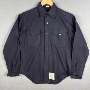VTG 1976 US Military Wool Flannel Shirt Navy CPO Size 15.5x35 Martin Button Up